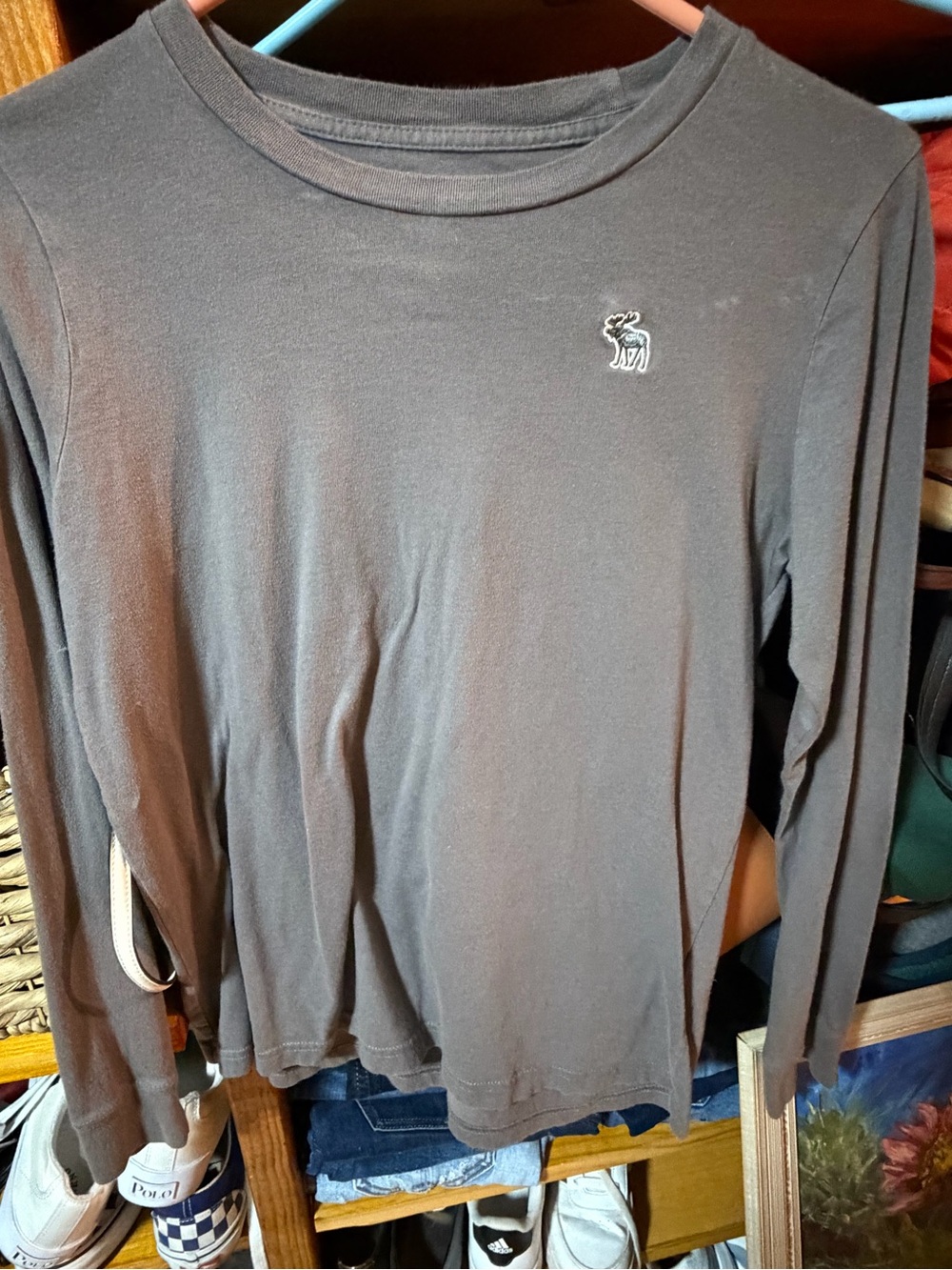 abercrombie kids Black Long-Sleeve Crew Tee with Logo